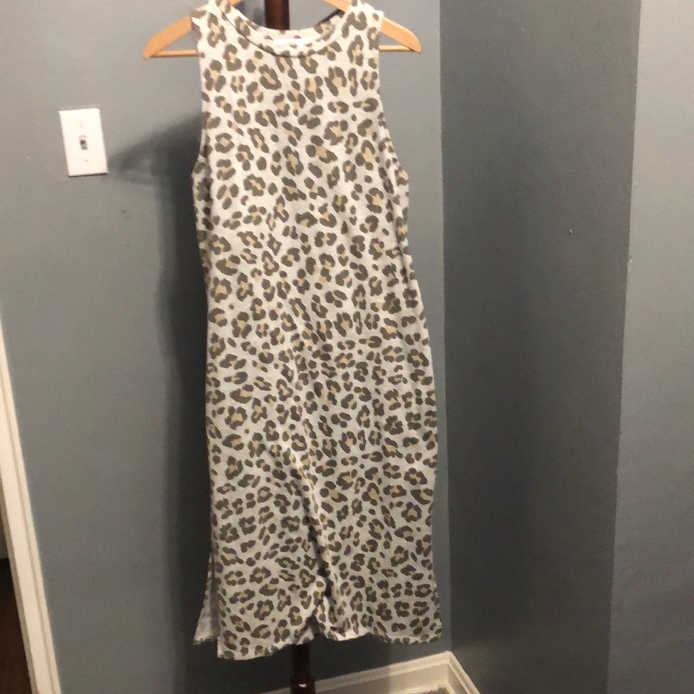 grey leopard midi dress - medium